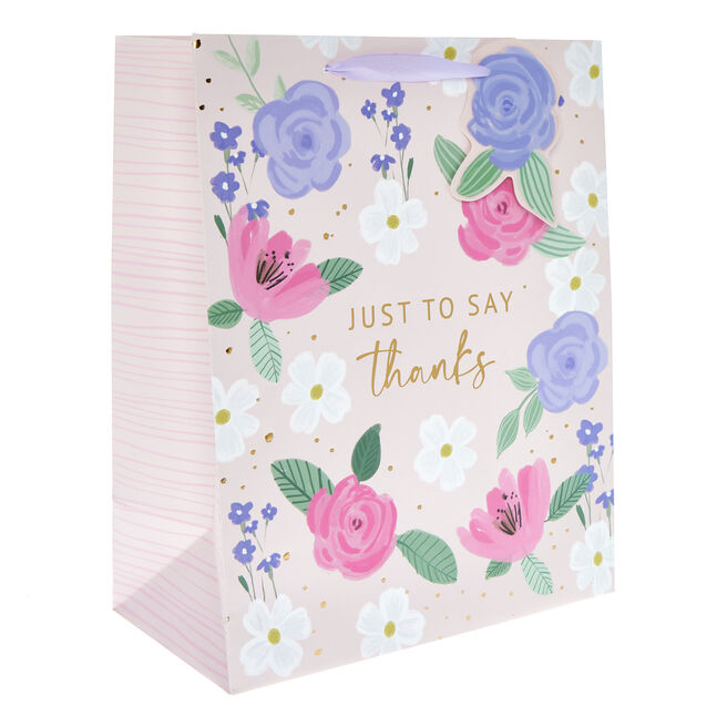 Large Portrait Floral Just To Say Thanks Gift Bag