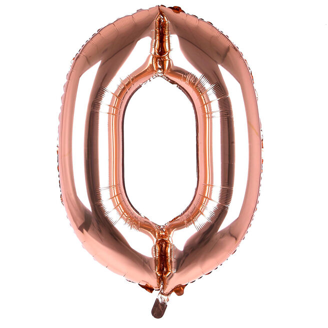 Rose Gold Number 0 Giant Foil Helium Balloon INFLATED 