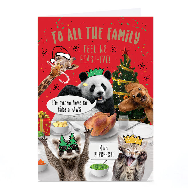 Christmas Card - To All the Family - Funny animals