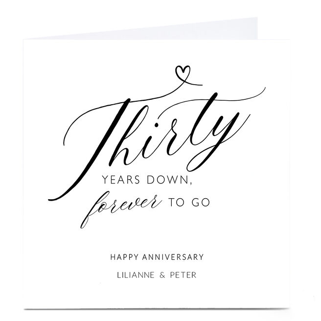 Personalised 30th Anniversary Card - Thirty Years Down