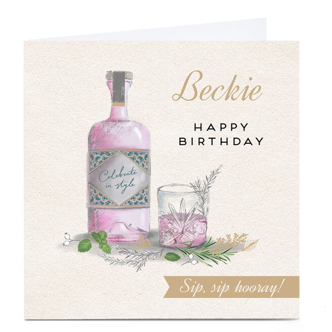 Personalised Birthday Card - Sip Sip Hooray!