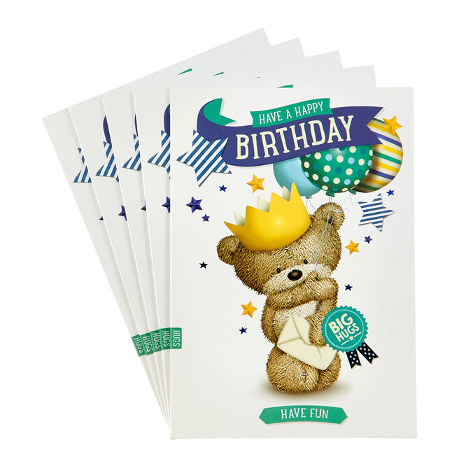 Hugs Bear Birthday Cards - Have Fun Prince (Pack of 12)