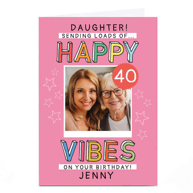 Photo Lemon & Sugar Birthday Card - Happy Vibes Daughter, Editable Age