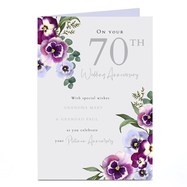 Personalised 70th Anniversary Card - Lilac Flowers