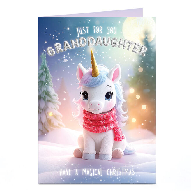 Christmas Card - Magical Unicorn, Granddaughter