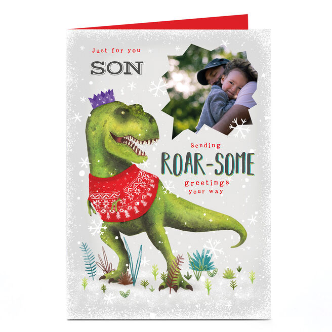 Personalised Photo Christmas Card - Roar-some Greetings Son