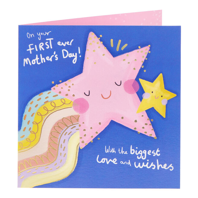 Pink Star Love & Wishes 1st Mother's Day Card
