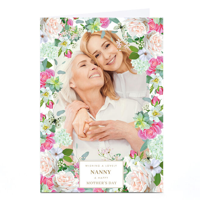 Photo Mother's Day Card - Floral Border, Nanny