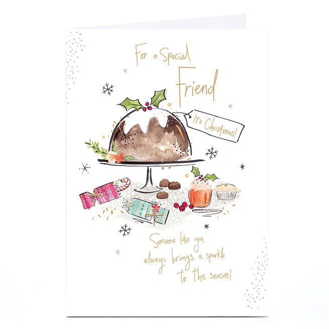 Personalised Christmas Card - Christmas Pudding, Friend