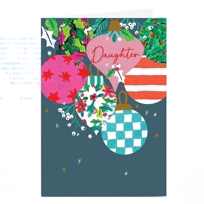 Personalised Christmas Card - Colourful Baubles, Daughter