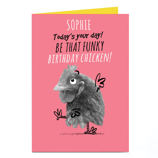 Personalised Pink Pet Shop Birthday Card - Funky Chicken
