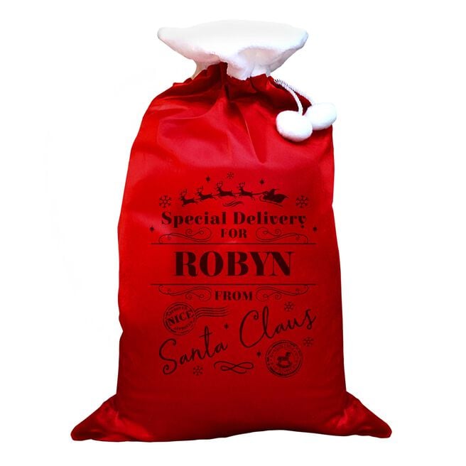 Personalised Special Delivery Red Sack,  Personalised Special Delivery Red Sack