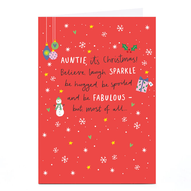 Christmas Card - Be Hugged Be Spoiled Be Fabulous, Auntie