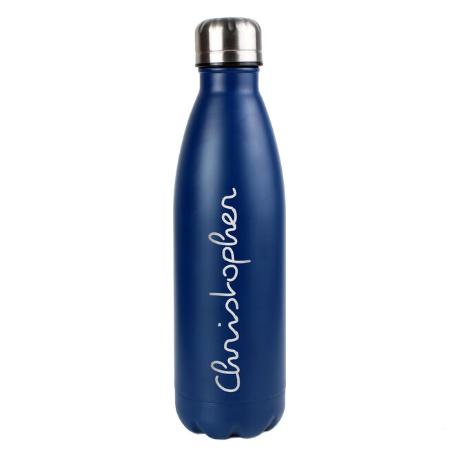 Personalised Blue Metal Insulated Drinks Bottle