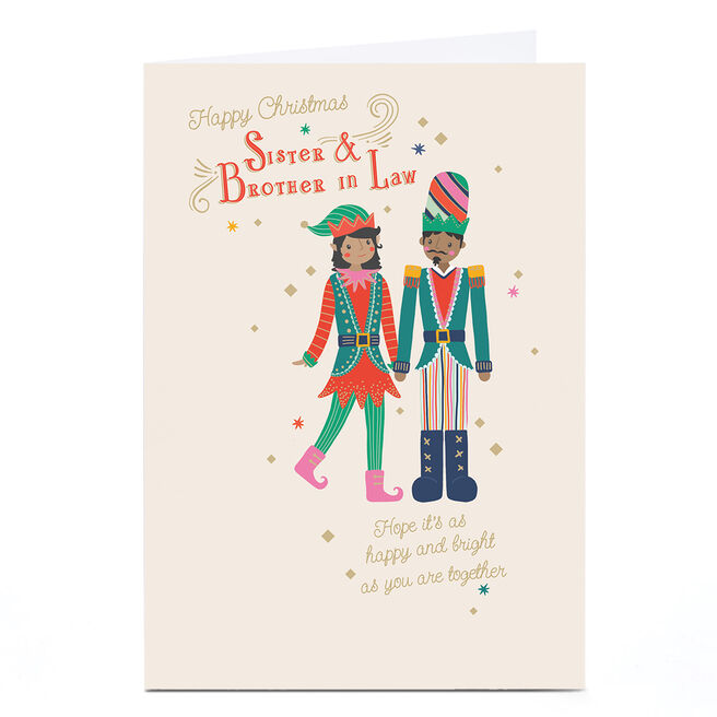 Personalised Christmas Card - Cute Elf Characters, Sister & Brother-in-Law