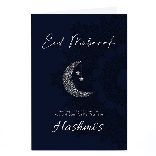 Personalised Roshah Designs Eid Card - Eid Mubarak Navy