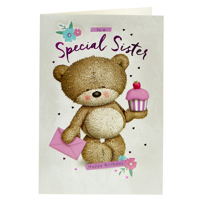 Hugs Birthday Card - Special Sister Cupcake