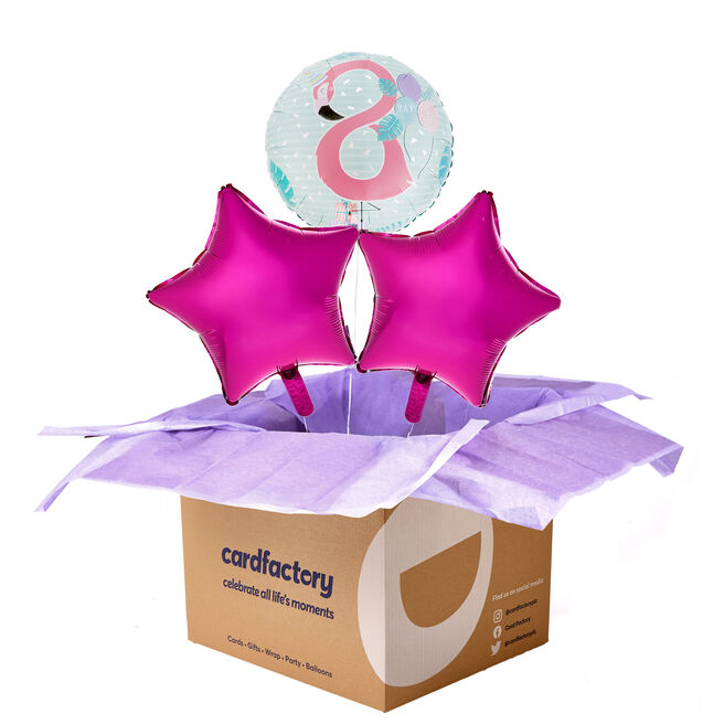 Flamingo 8th Birthday Balloon Bouquet - DELIVERED INFLATED!