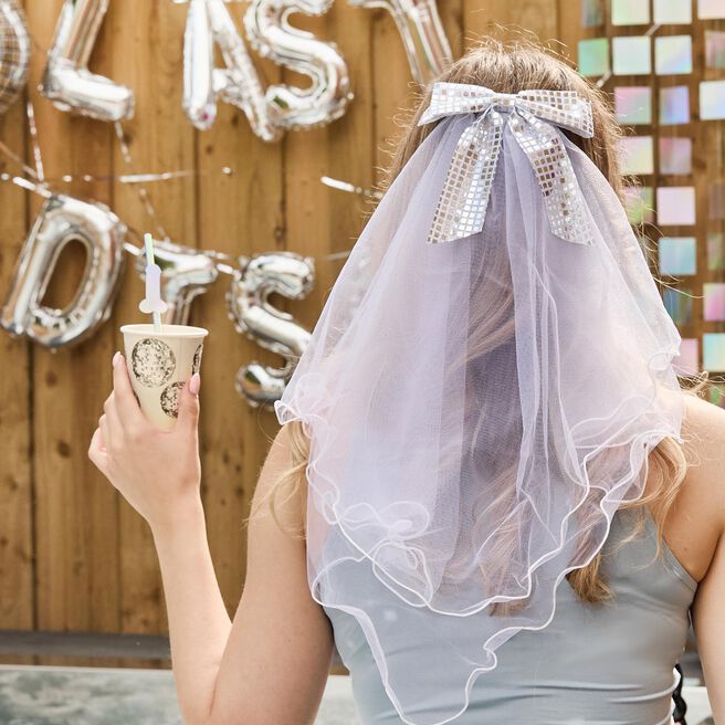 Disco Bow Hen Party Veil