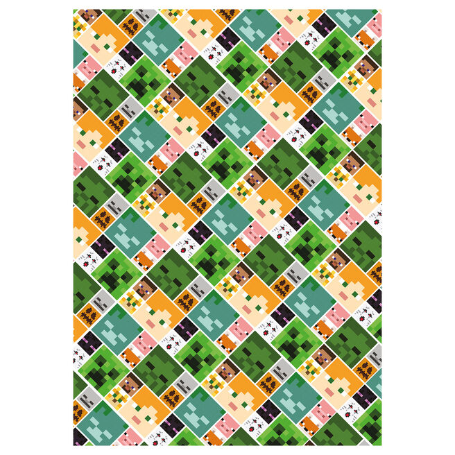 Minecraft Wrapping Paper - 2 Sheets & 2 Tags