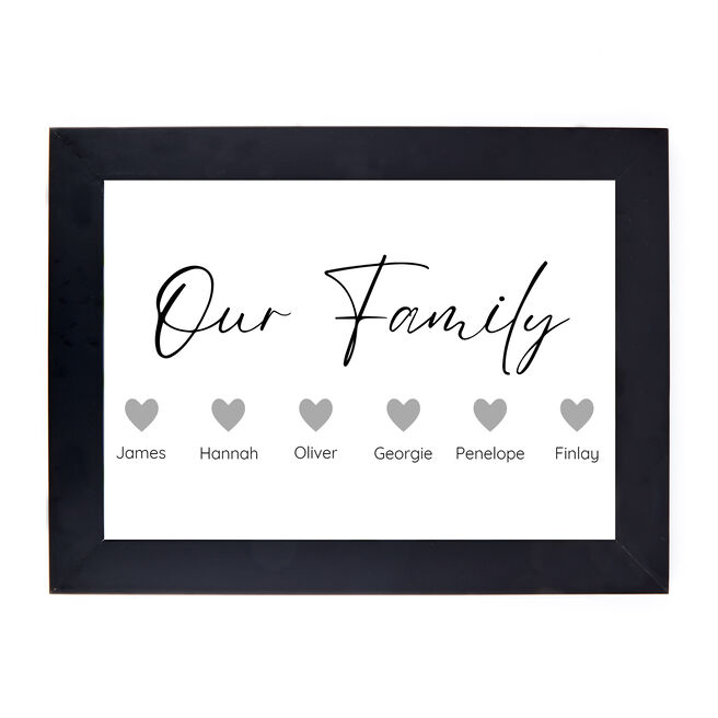 Personalised Our Family Print - Family of 6 Hearts