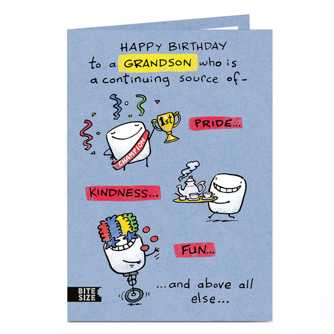 Birthday Card - Source of Pride Kindness & Fun, Grandson