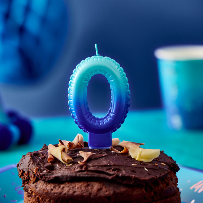 Blue Number 0 Cake Candle