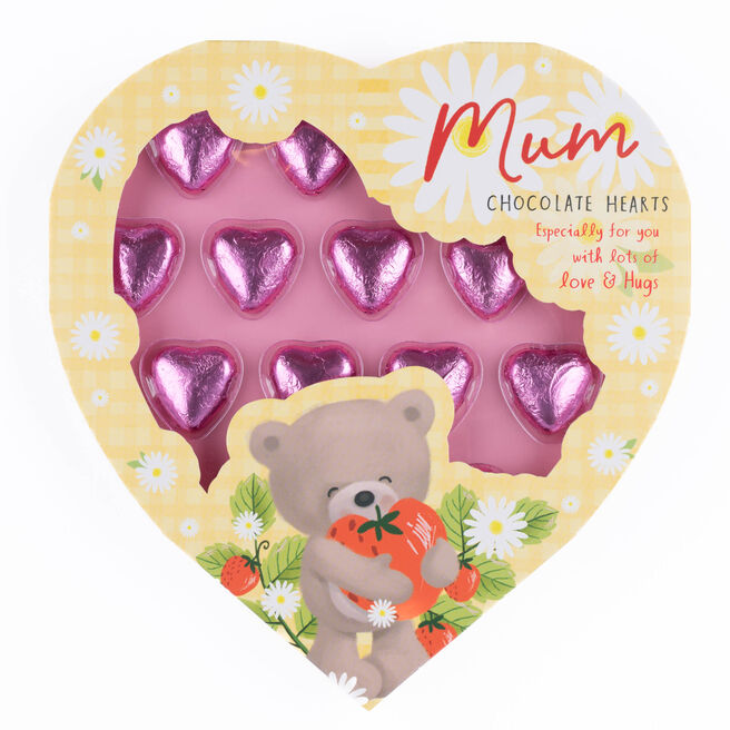 Mum With Love & Hugs Milk Chocolate Hearts