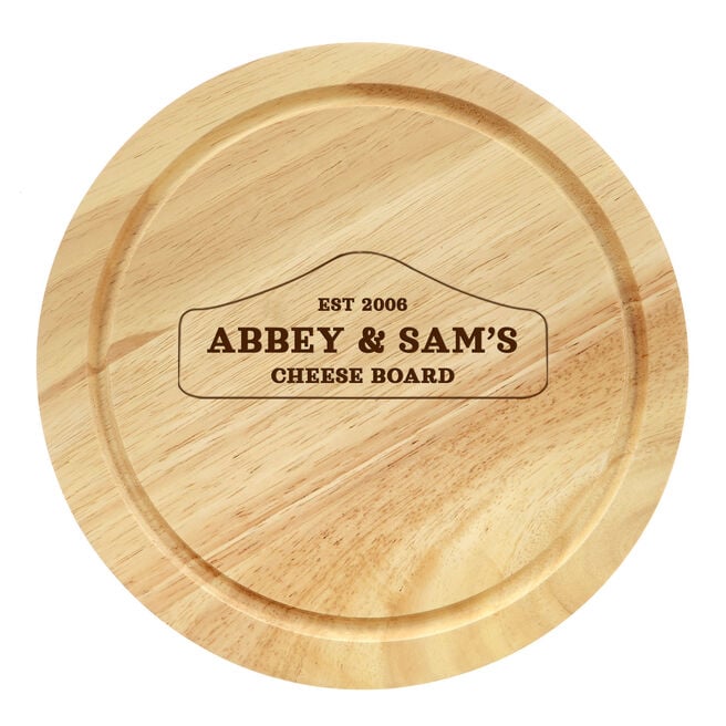 Personalised Engraved Wooden Cheeseboard Set - Anniversary