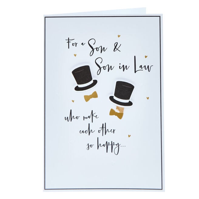 Son & Son In Law Top Hats Wedding Anniversary Card