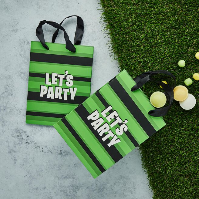 Striped Let's Party Party Bags - Pack of 5