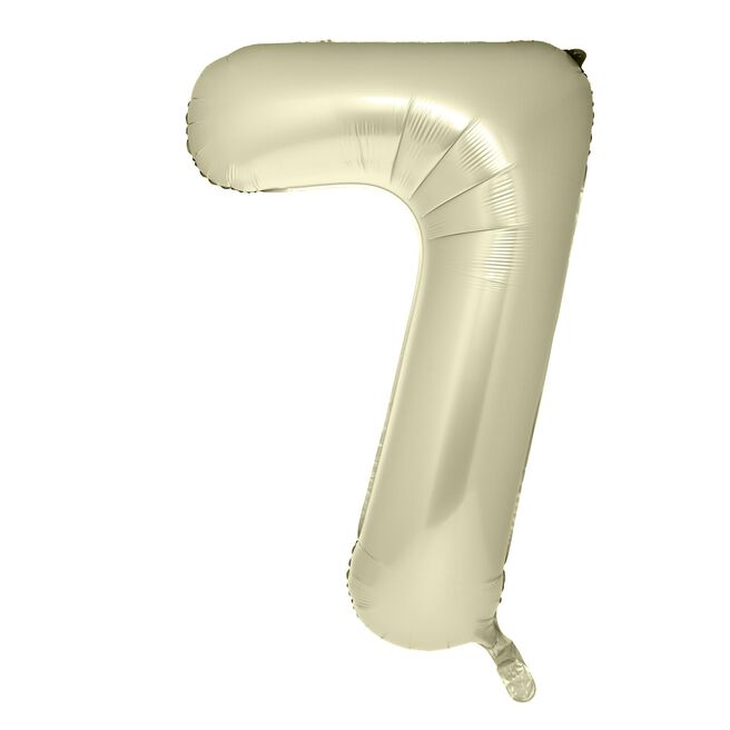 Large Cream 34-Inch Number 7 Balloon - Uninflated