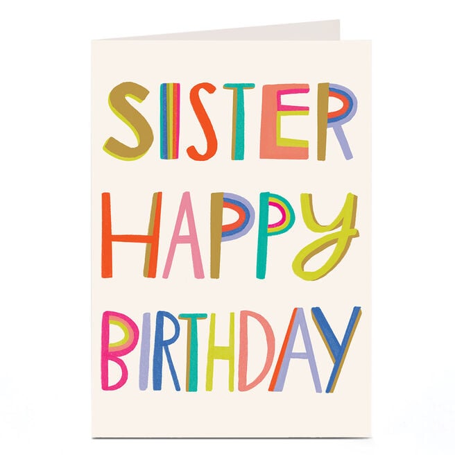 Birthday Card - Bright Letters, Sister