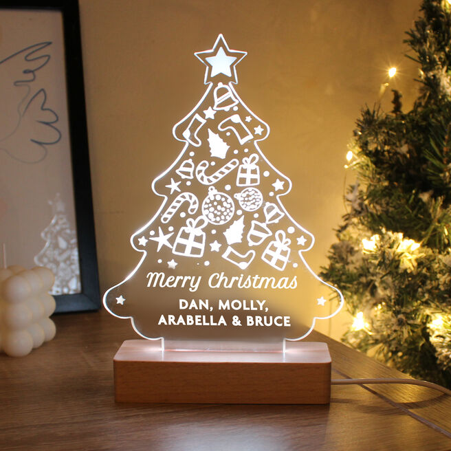 Personalised Christmas Tree Wooden Based LED Light