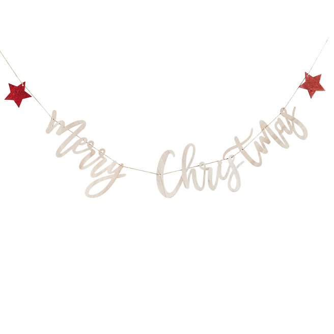 Wooden Merry Christmas Banner 2m