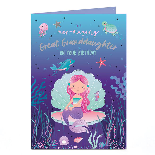Birthday Card - Mer-mazing Great Granddaughter