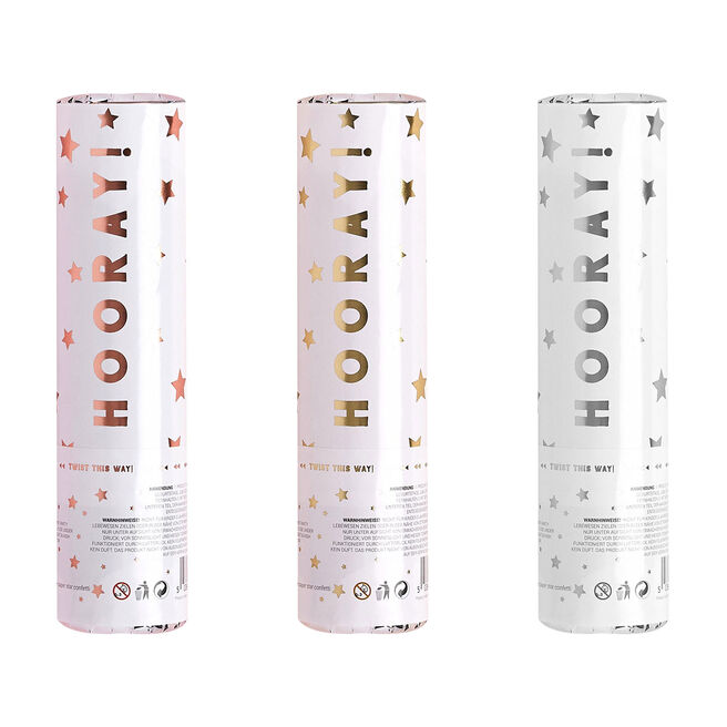 Metallic 'Hooray' Confetti Cannon (3 Colour Options)
