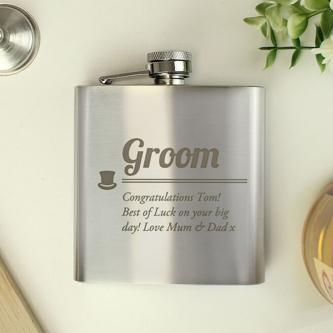 Personalised Groom Hip Flask