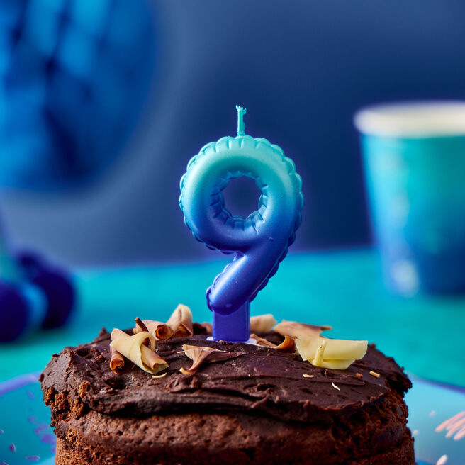 Blue Number 9 Cake Candle