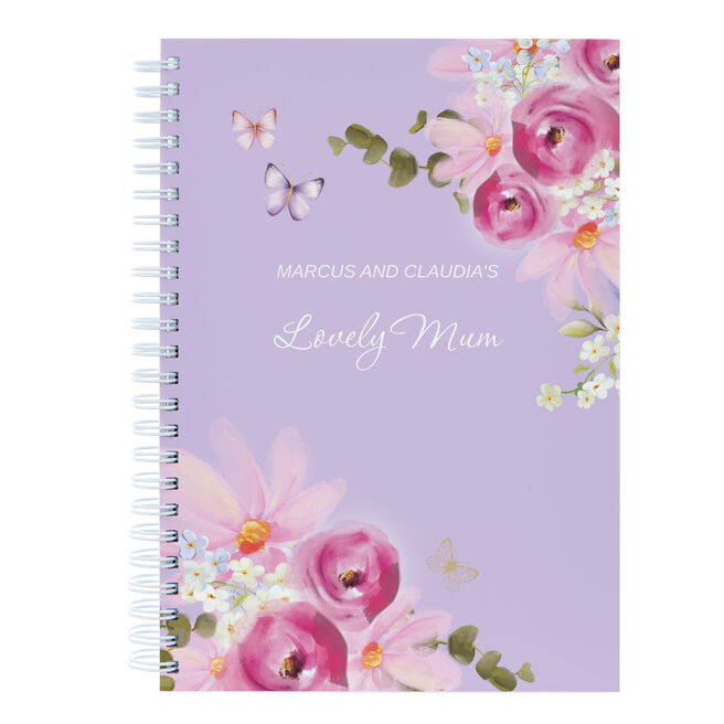 Personalised Notebook - Purple Flowers