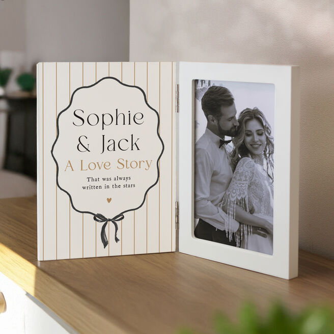 Personalised 6x4-Inch Wooden Wedding Photo Frame