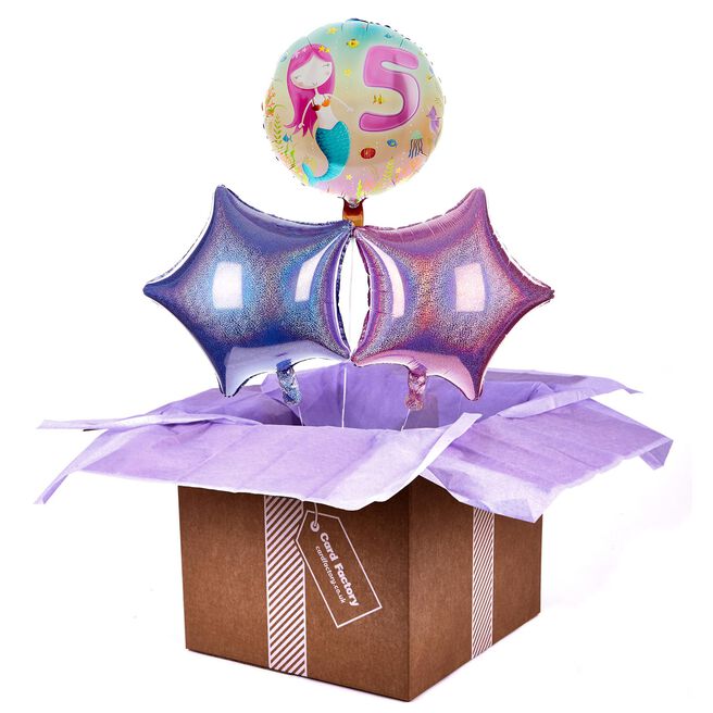 Mermaid 5th Birthday Balloon Bouquet - DELIVERED INFLATED!
