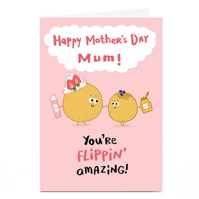 Personalised Hew Ma Mother's Day Card - Pancakes