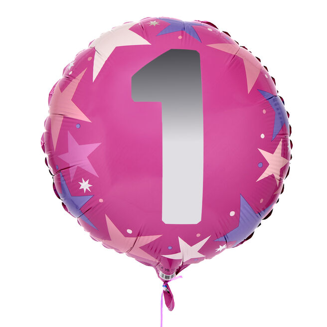 Pink Stars 1st Birthday 18-Inch Foil Helium Balloon