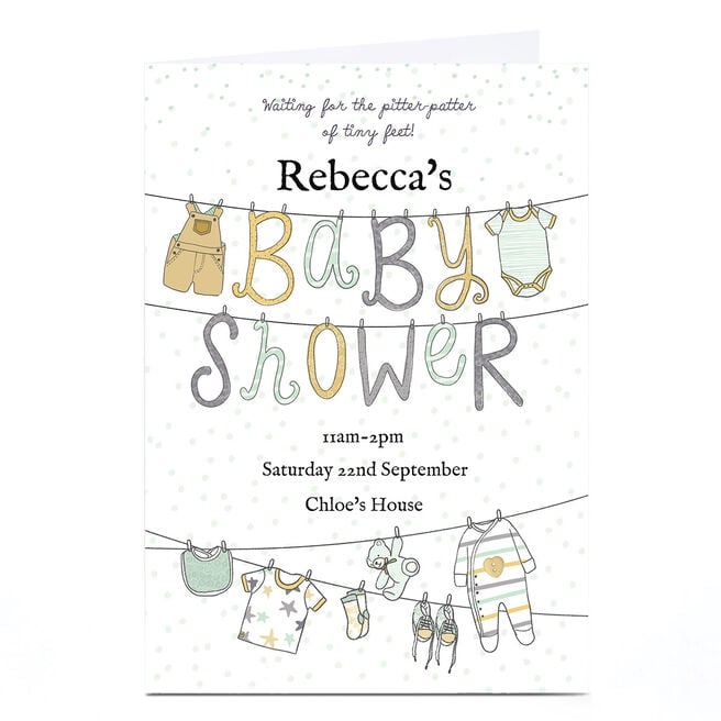 Personalised Baby Shower Invitation - Pitter Patter Of Tiny Feet 