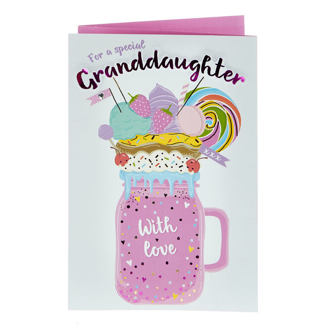 Birthday Card - Special Granddaughter Milkshake