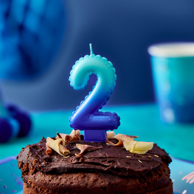 Blue Number 2 Cake Candle