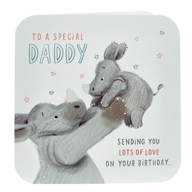 Daddy Little & Large Rhinos Birthday Card