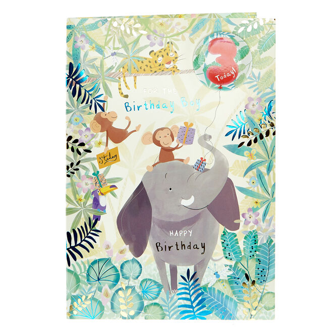 3rd Birthday Card - Jungle Animals