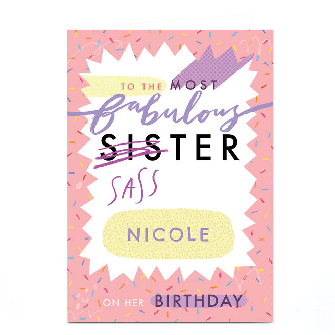 Personalised Jordan Wray Birthday Card - Fabulous Sister